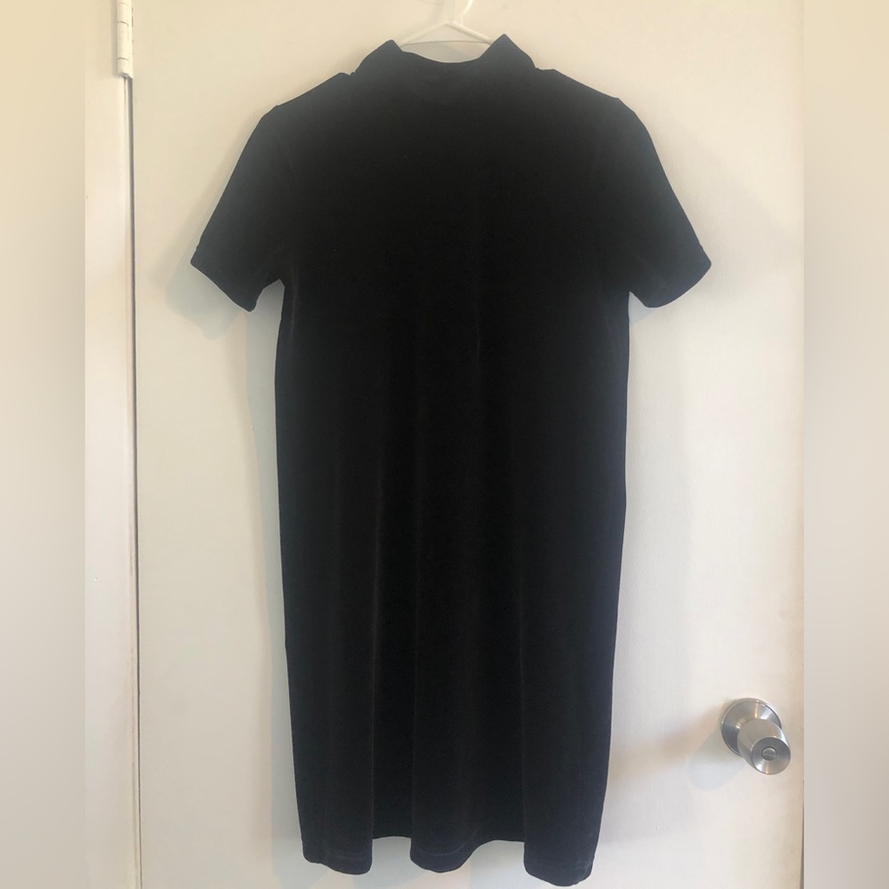 Madewell mock neck black velvet dress